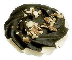 Meringue topped with Chocolate and Almonds