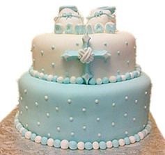 2 tier baby shoes cake