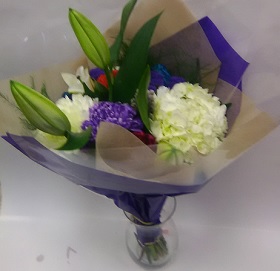 Purple white arrangement