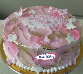 Gold spray butterfly cake