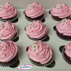 Pink frosting cupcakes (12)