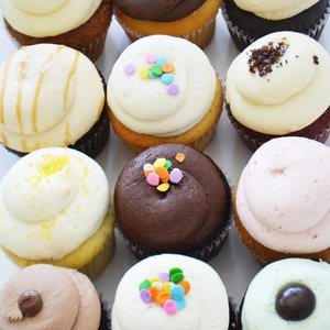 6 assorted mini cupcakes