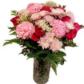 Red and Pink Vase arrangement