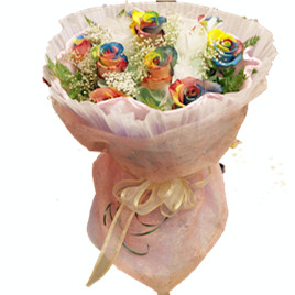 Rainbow roses premium wrap