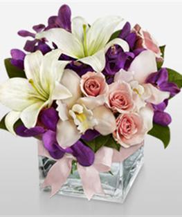 Purple and white arrangement