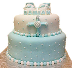 2 tier baby shoes cake